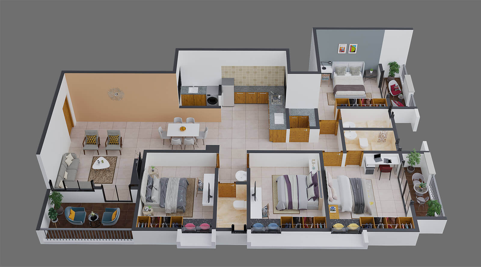 4 BHK I Carpet Area 1377 Sq FtTotal Area 1790